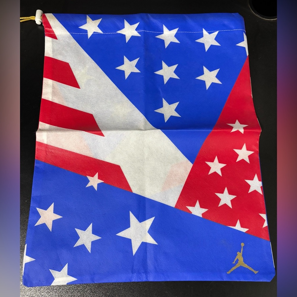 2012 NIKE AIR JORDAN 6 7 RETRO GMP USA FLAG SHOE BAG SACK RED WHITE BLUE GOLD